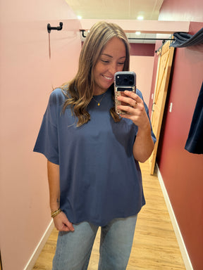 Chill All Day Oversized Tee - Dusty Navy