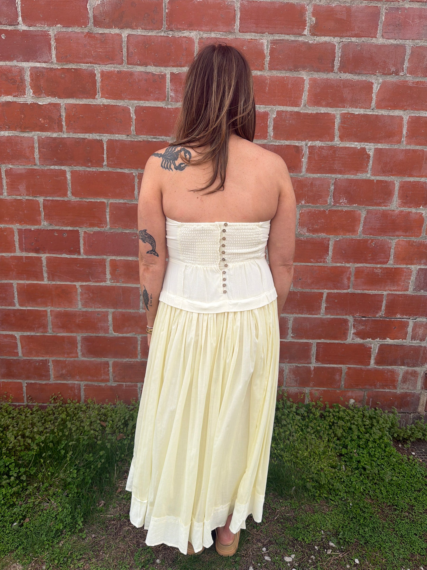 Pale Yellow Midi Dress