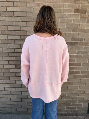 Ribbed Knit Long Sleeve - Light Pink