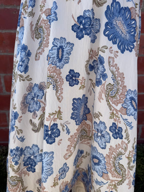Boho Babe Blue Floral Midi Skirt