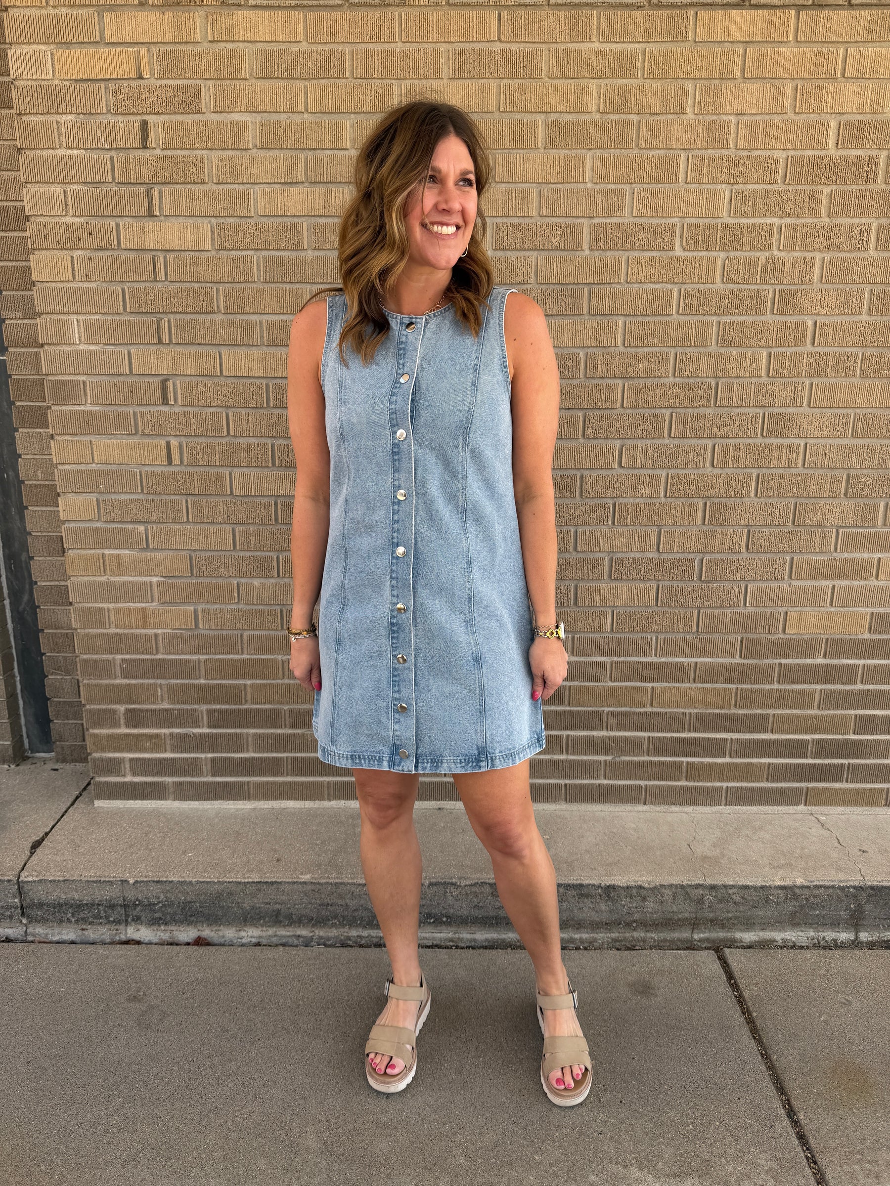 Sleeveless Button Up Denim Dress