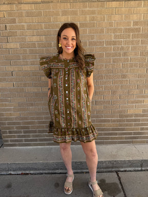 Olive Floral Mini Dress