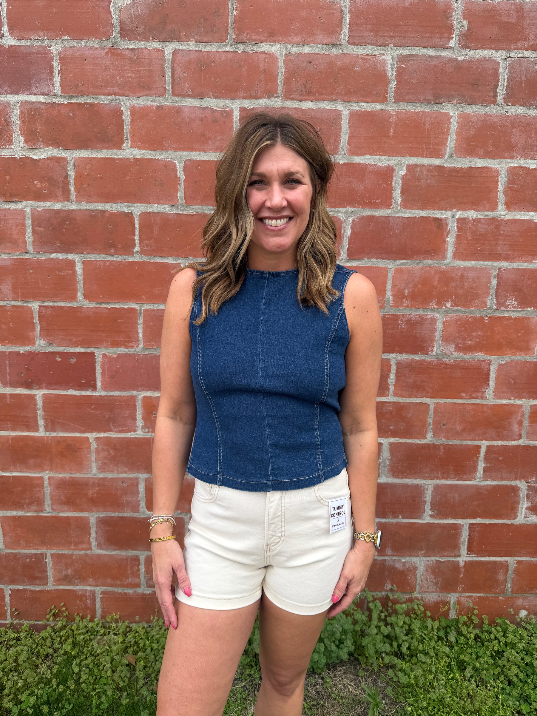 Dark Denim Tie Back Tank
