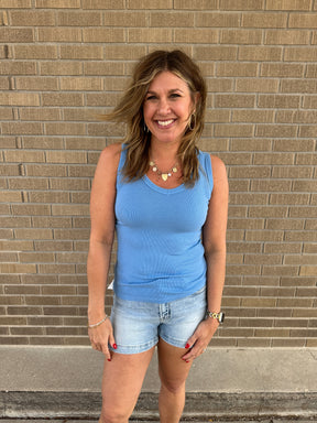Essential V Neck Baby Ribbed Tank