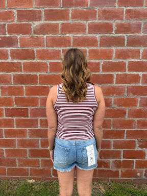 Wine and Cream Stripe Tank