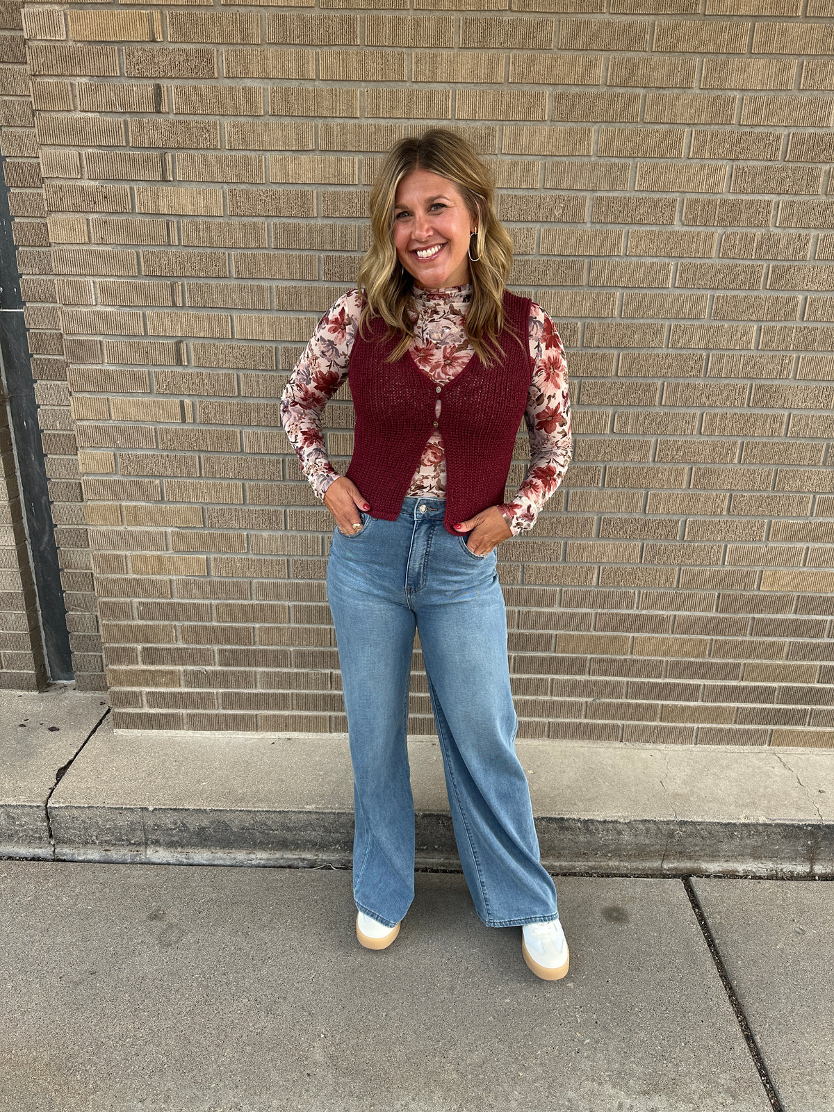 Essential Crochet Vest - Wine