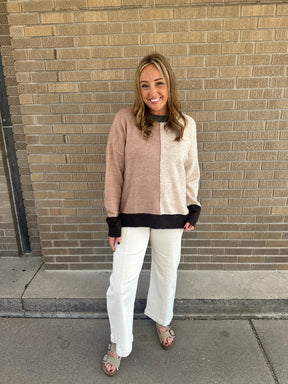 Neutral Girly Colorblock Sweater