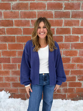 Waffle Knit Cardigan - Indigo