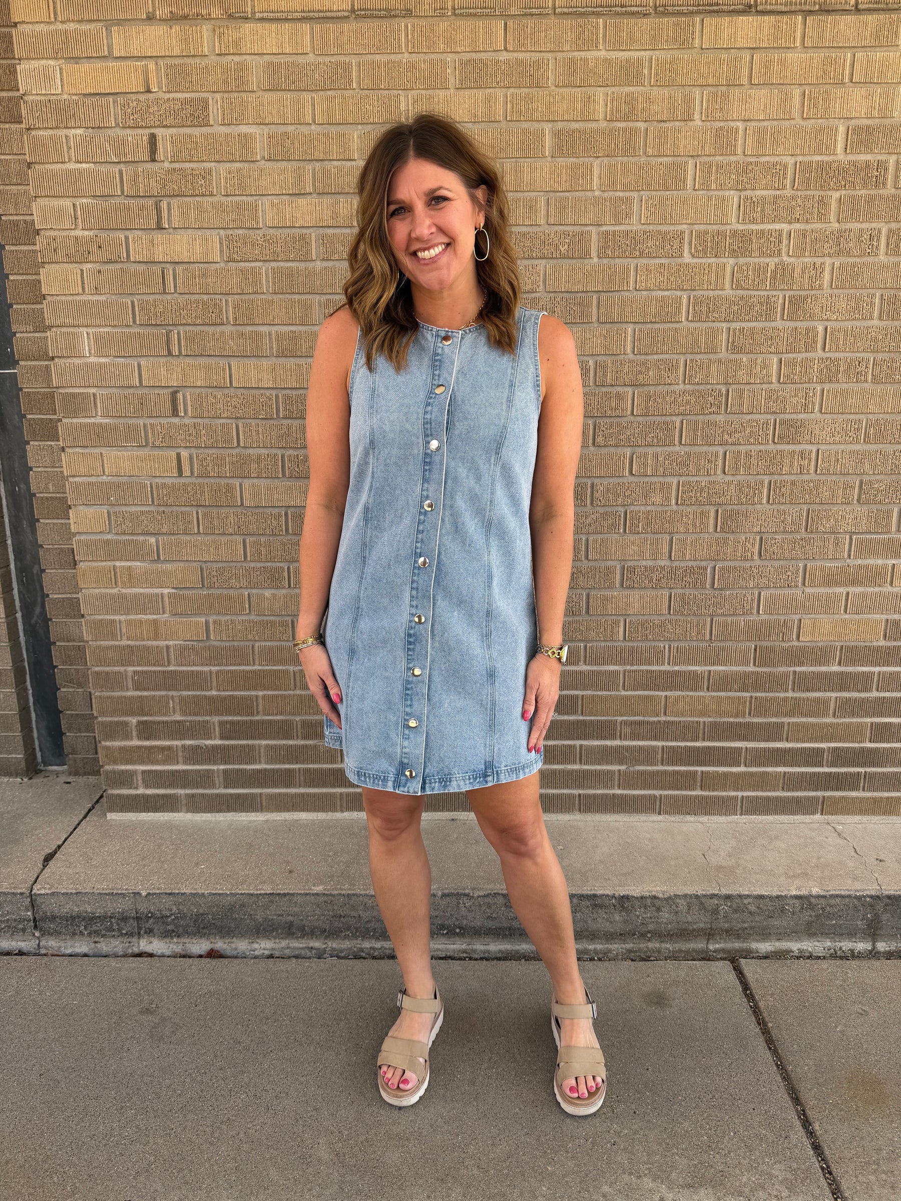 Sleeveless Button Up Denim Dress
