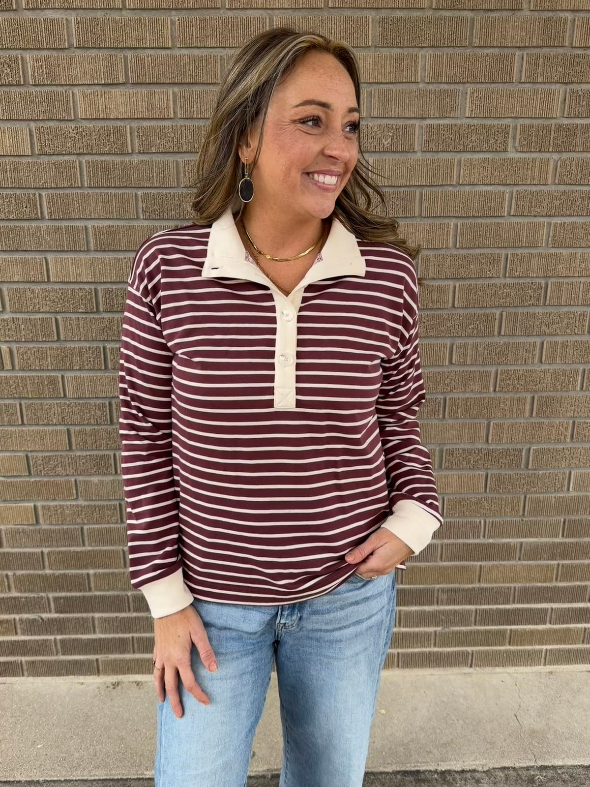 Maroon Stripe Top