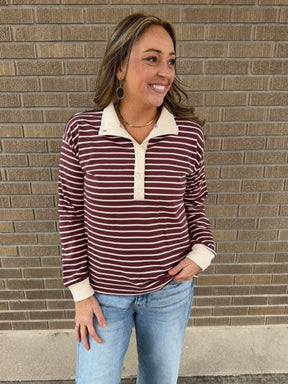 Maroon Stripe Top