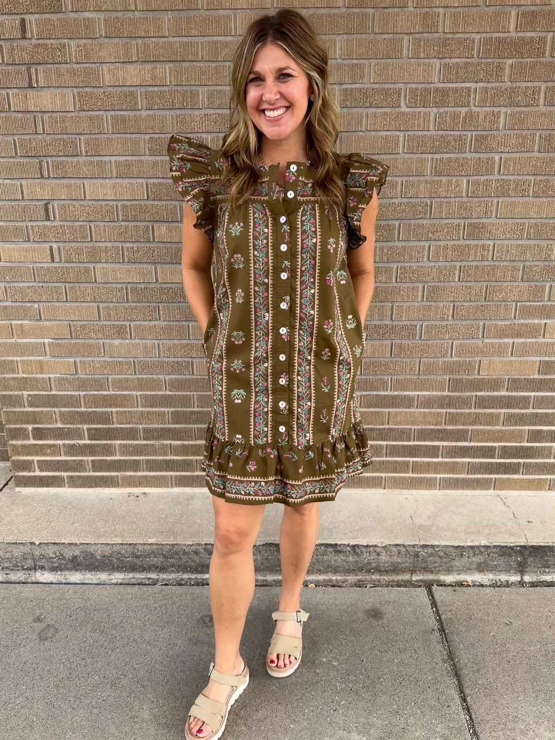 Olive Floral Mini Dress