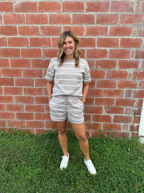 Rosie Shorts - Mushroom Stripe
