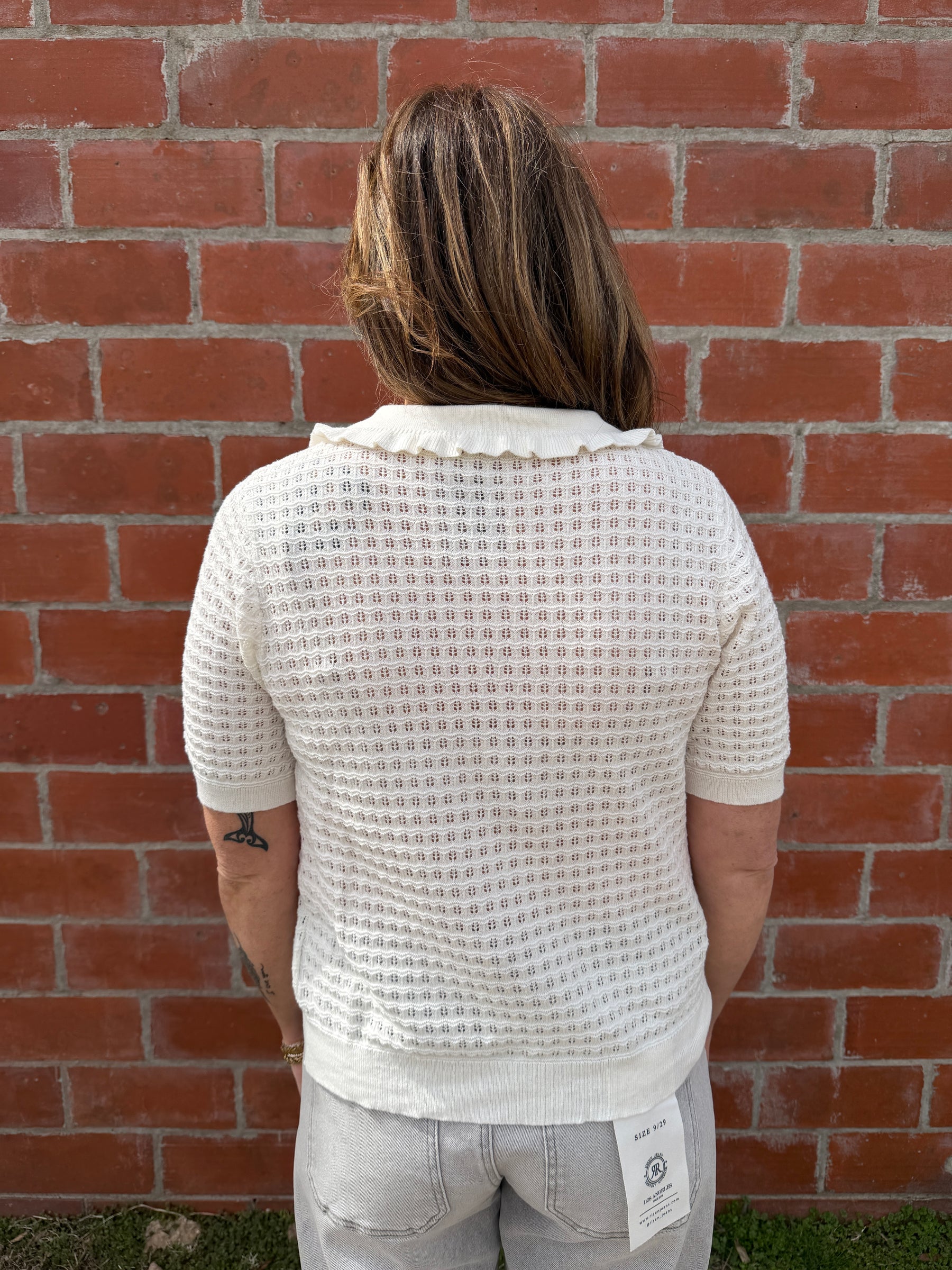 Off White Ruffle Collar Top