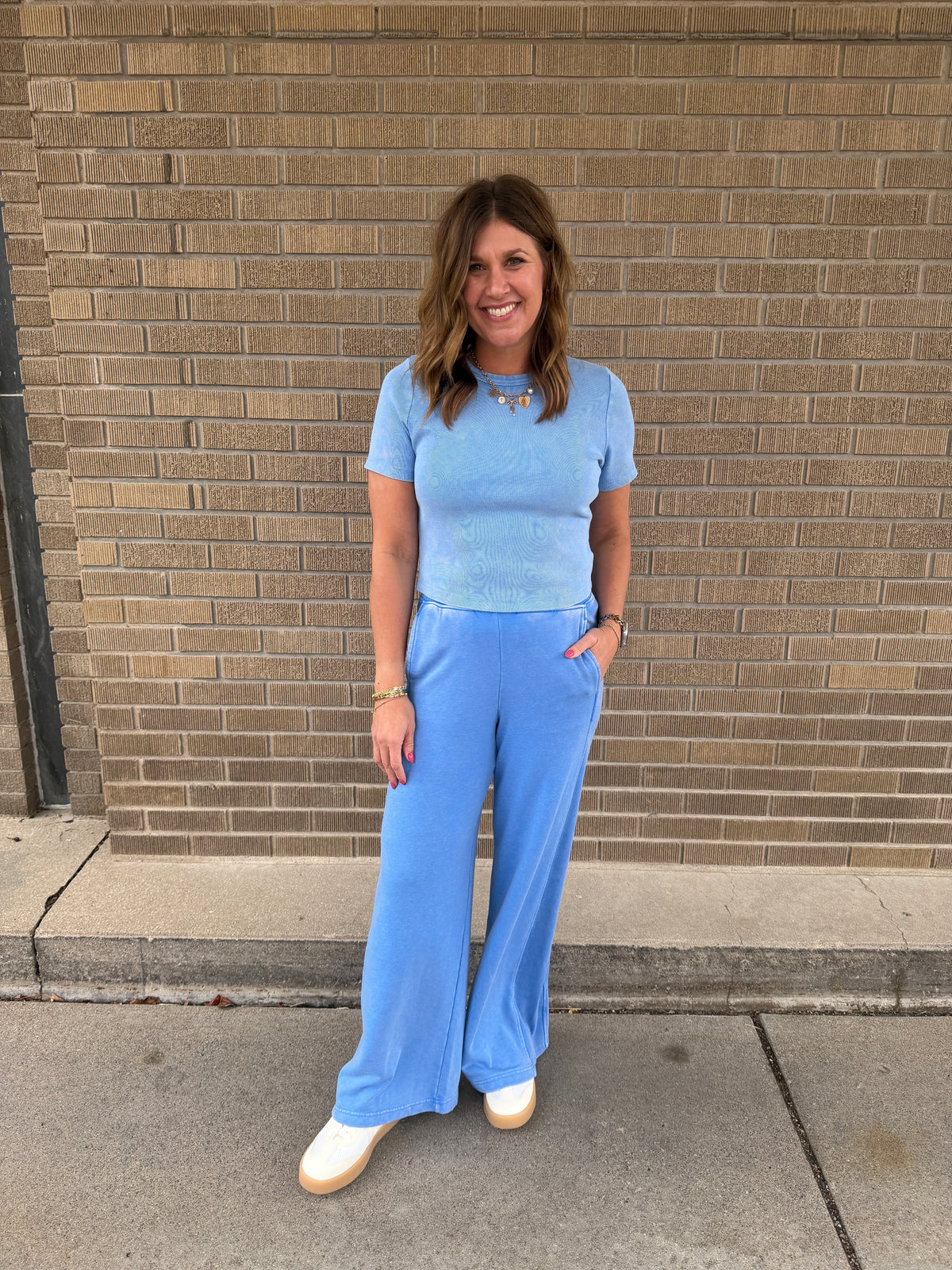 On The Go Wide Leg Pants - Blue