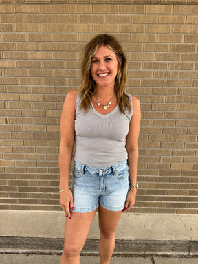 Essential V Neck Baby Ribbed Tank