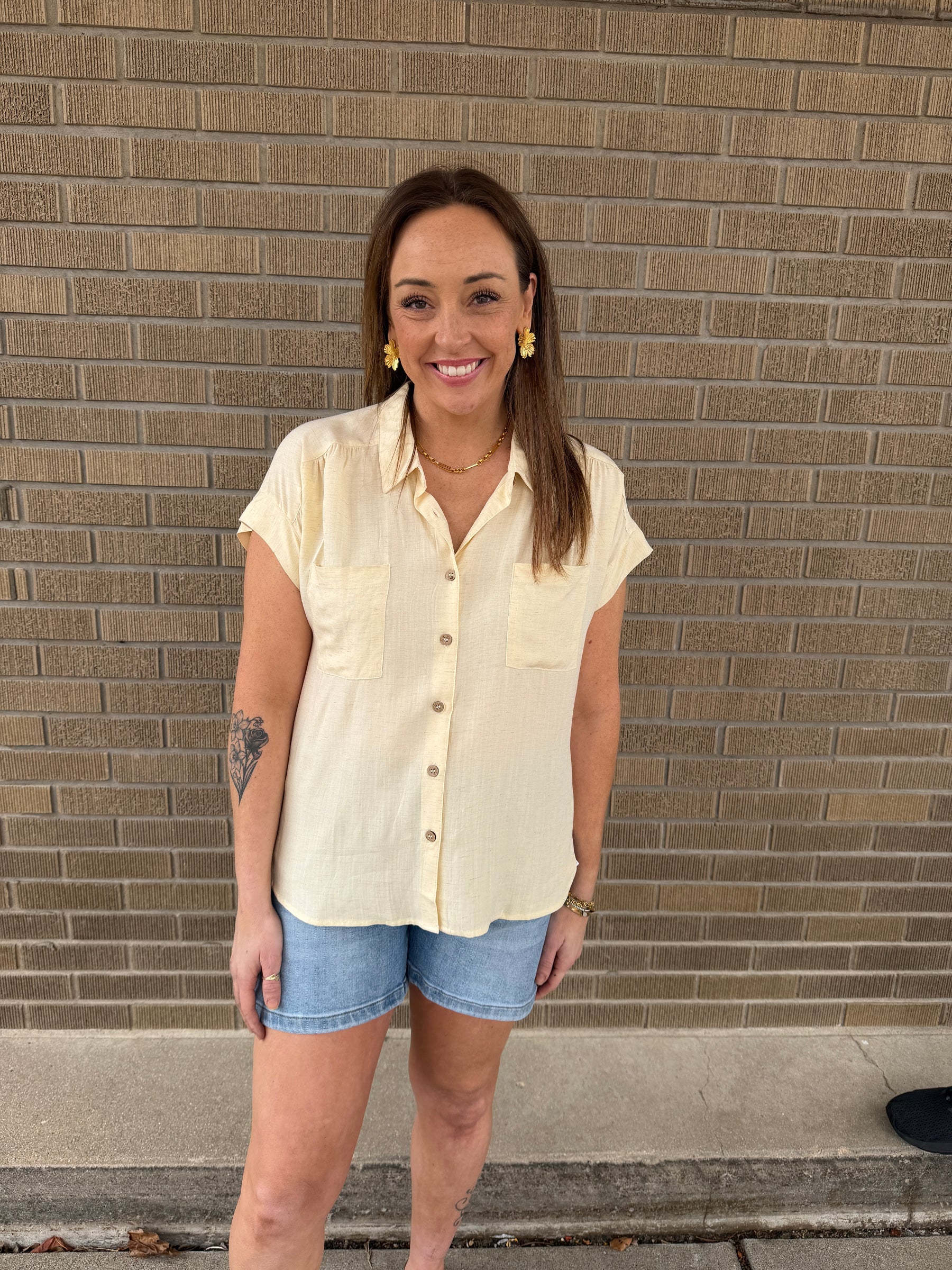 Butter Yellow Button Up