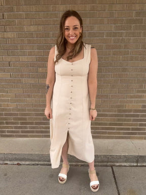 Khaki Button Up Dress
