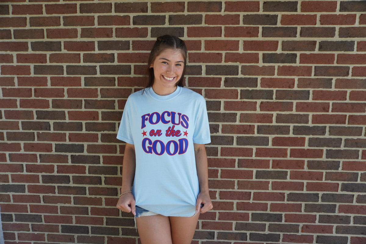 Focus On The Good Tee - Blue & Red