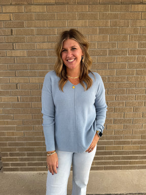 Baby Blue Waffle Knit Sweater