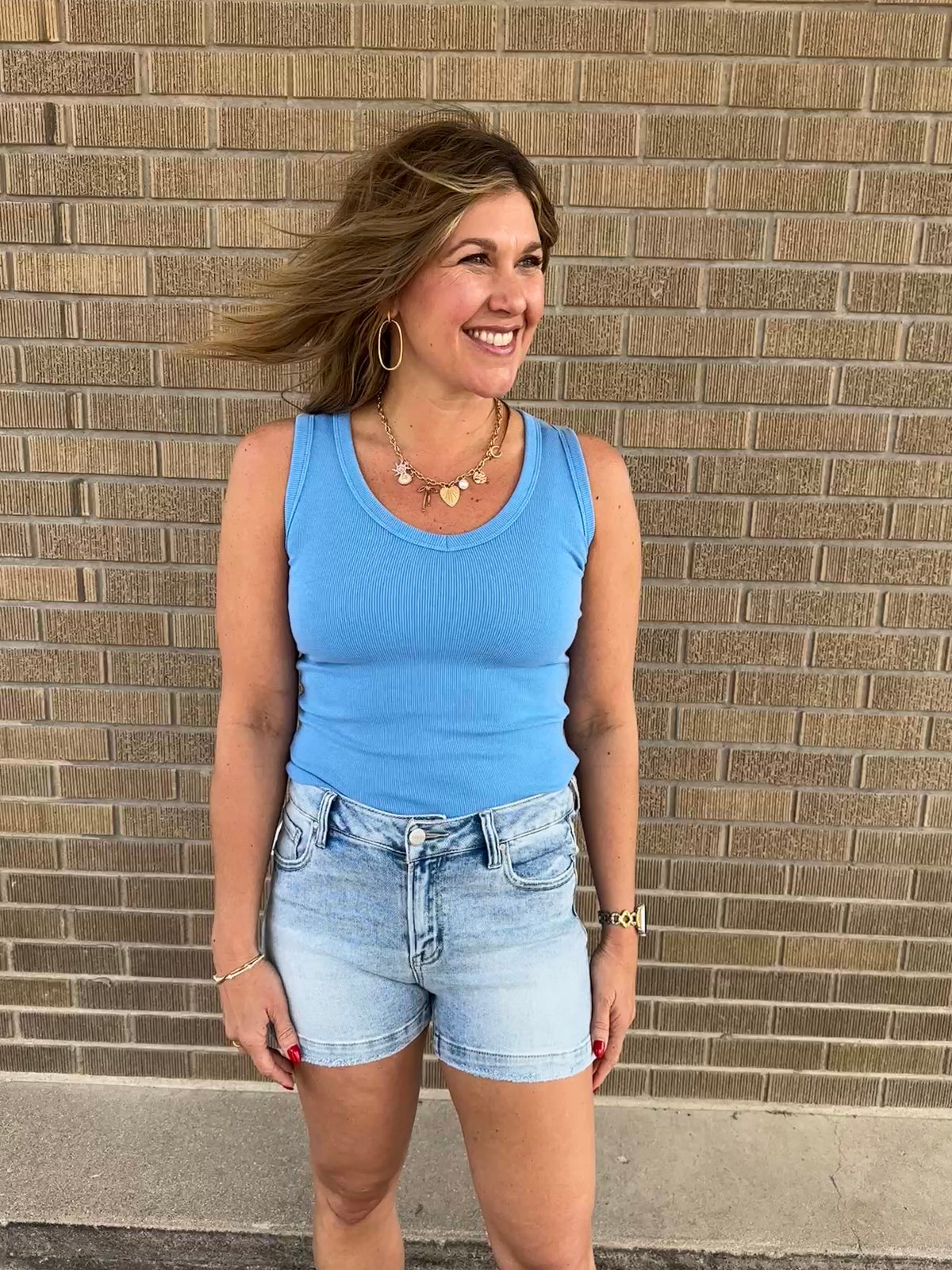 Essential V Neck Baby Ribbed Tank