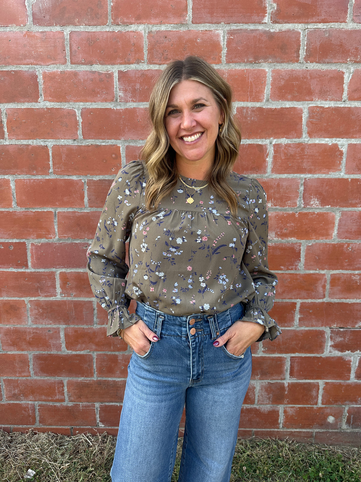 Olive Floral Blouse