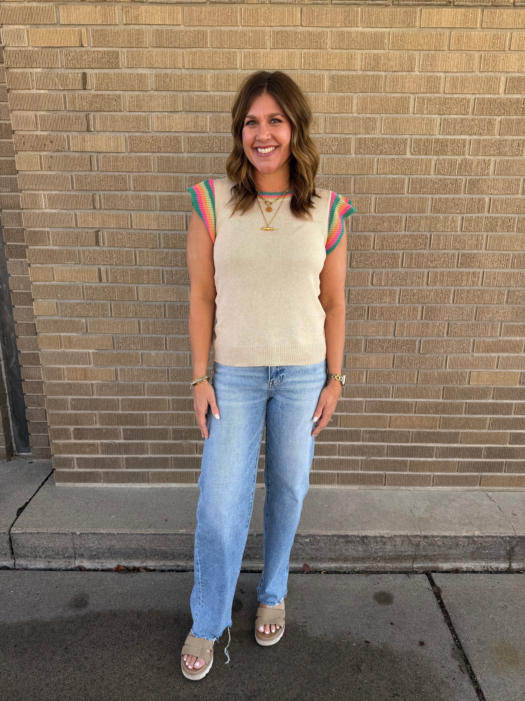 Colorful Accents Sweater Top