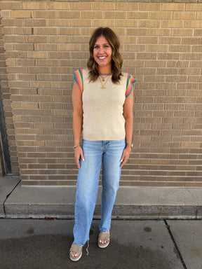 Colorful Accents Sweater Top