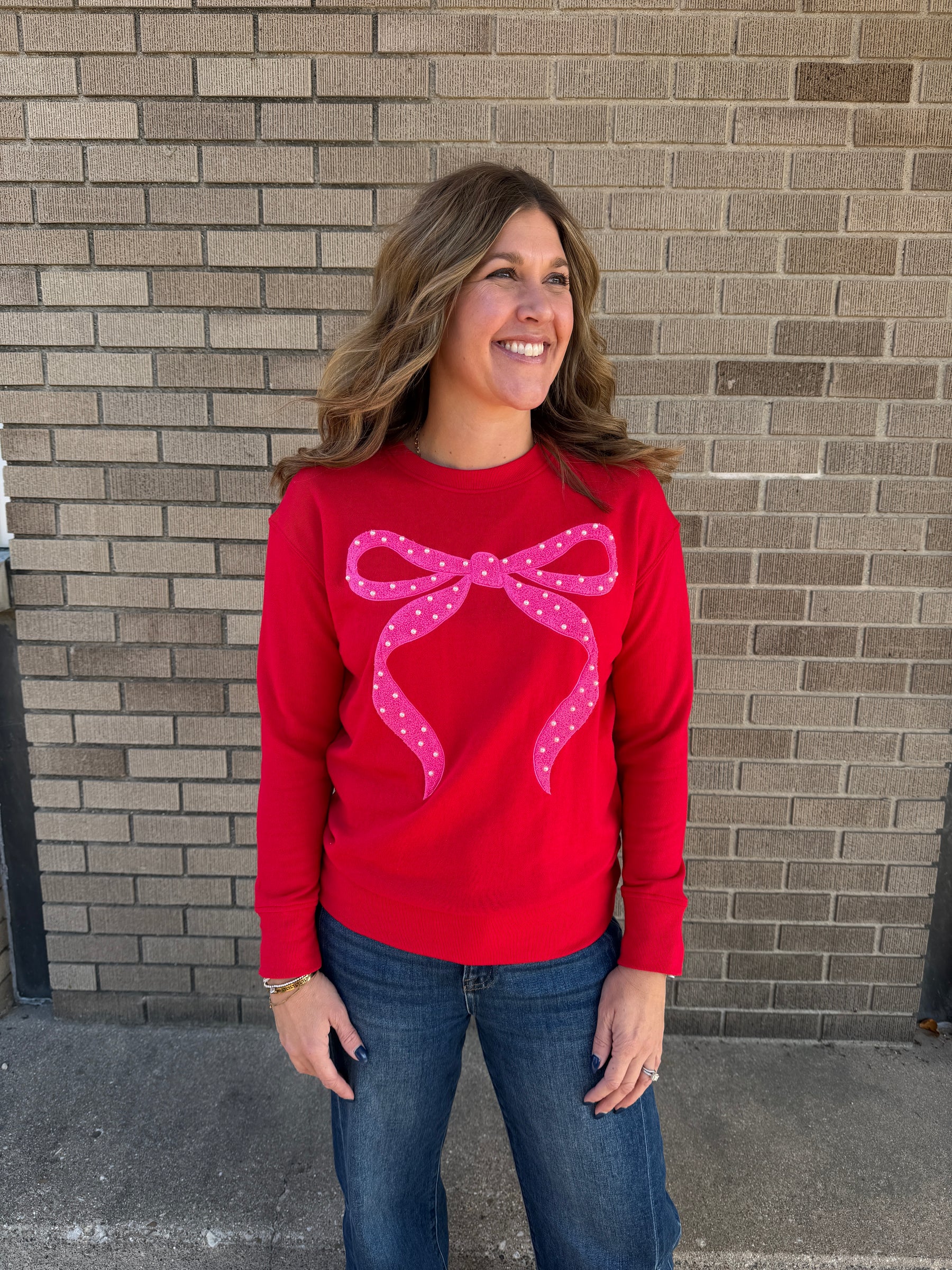 Pearls and Bow Sweatshirt