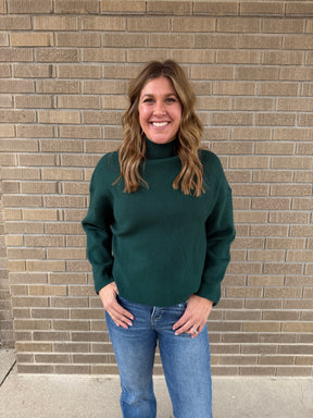 Deep Green Mock Neck Sweater