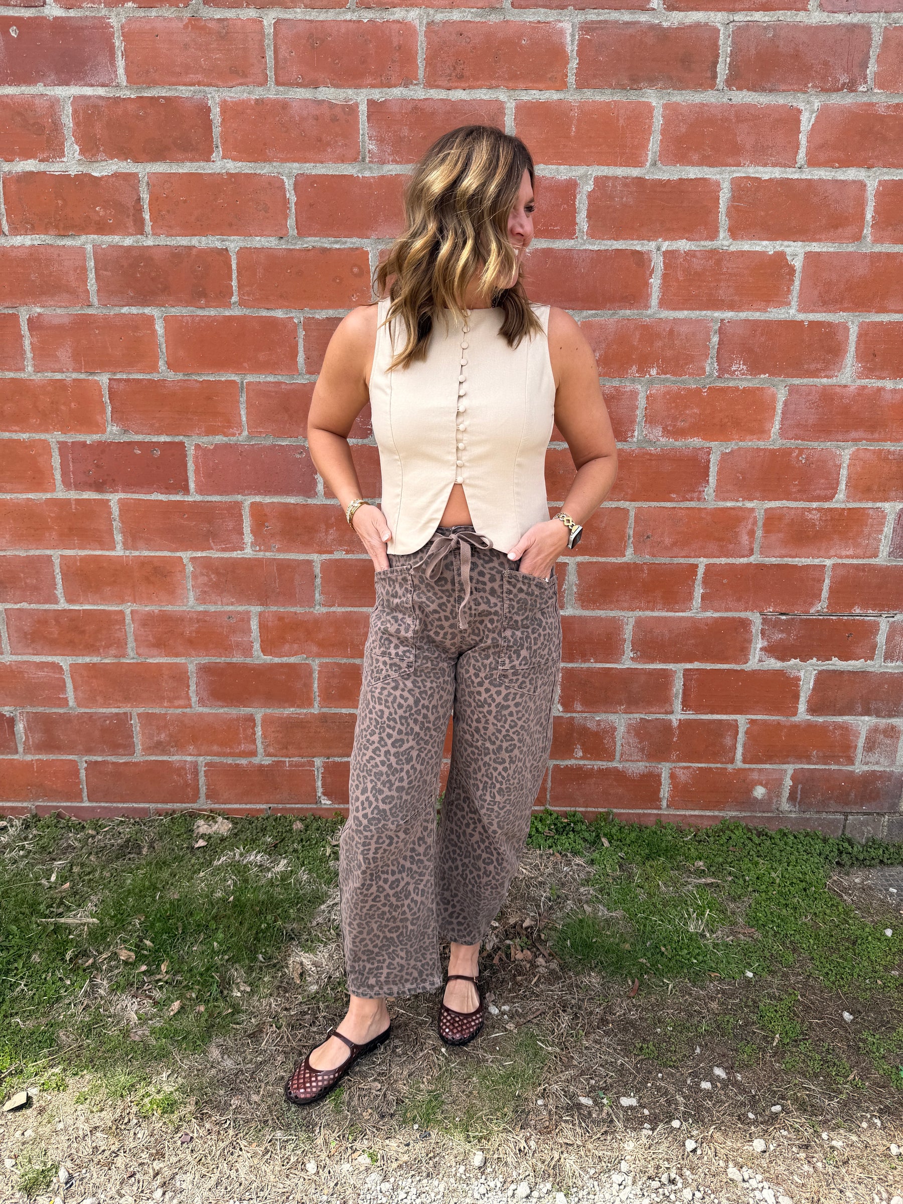 Khaki Button Up Top