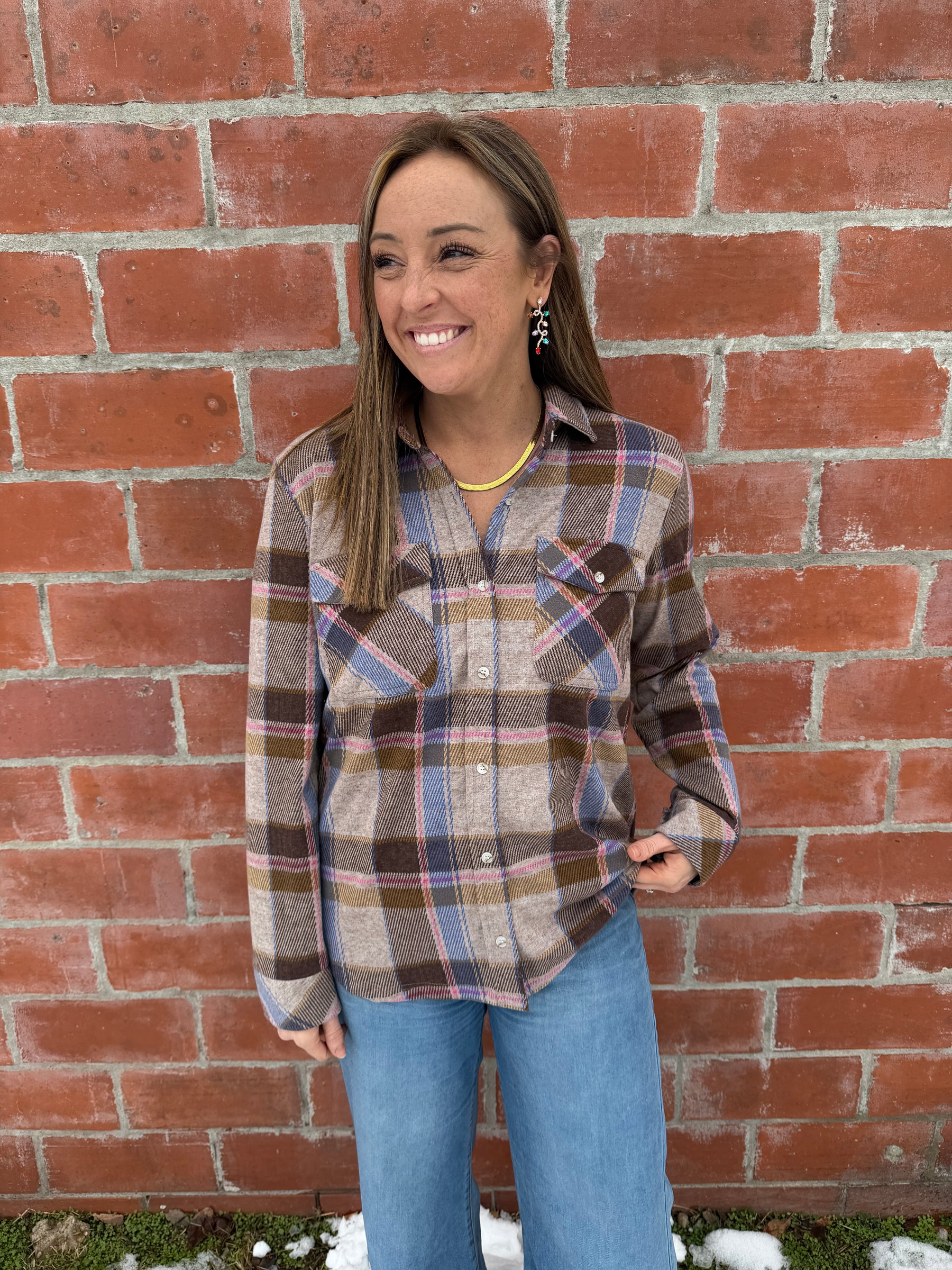 Cassian Top - Sand Brown Plaid