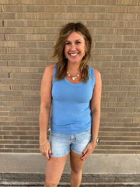 Essential V Neck Baby Ribbed Tank