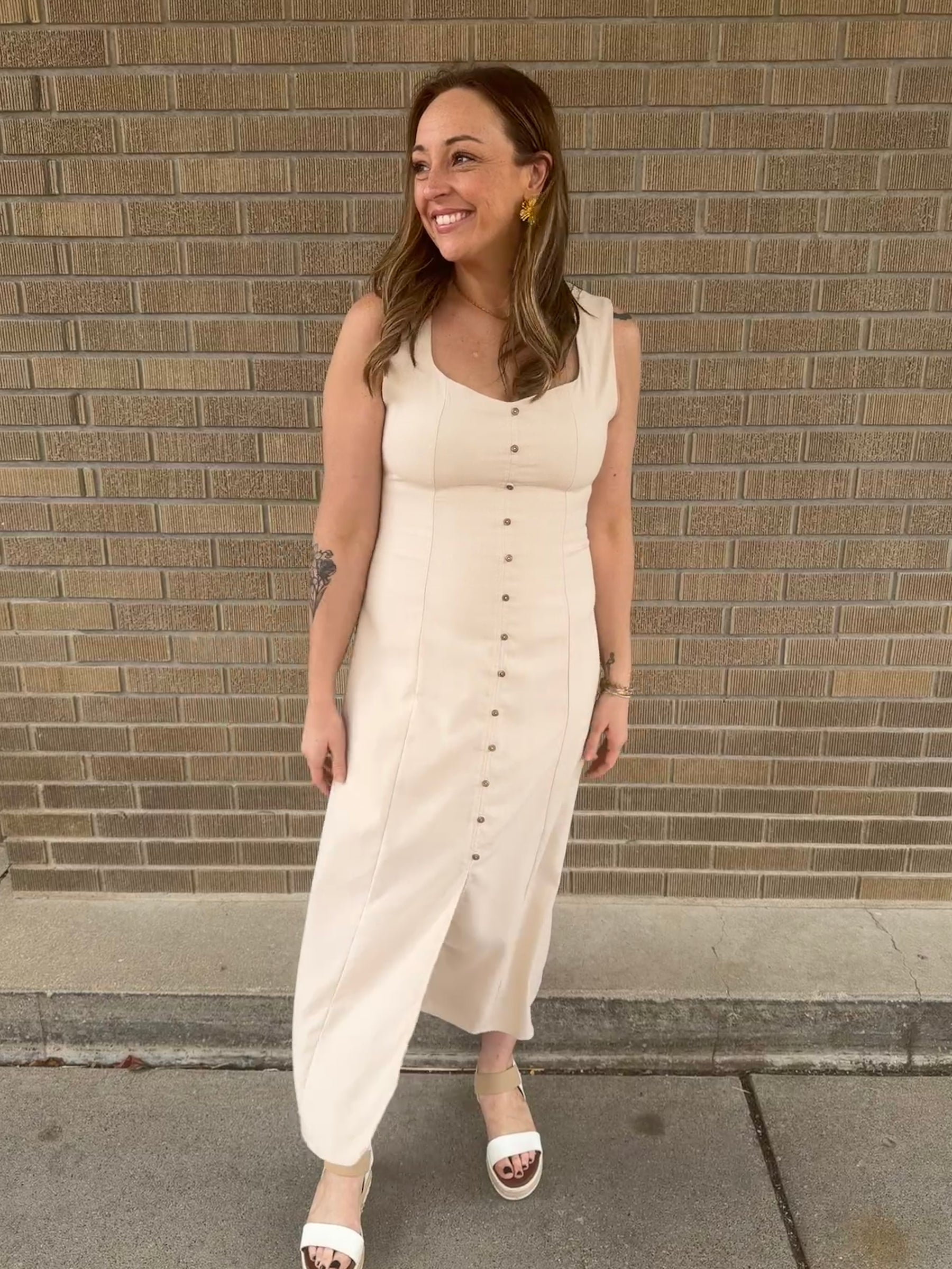 Khaki Button Up Dress
