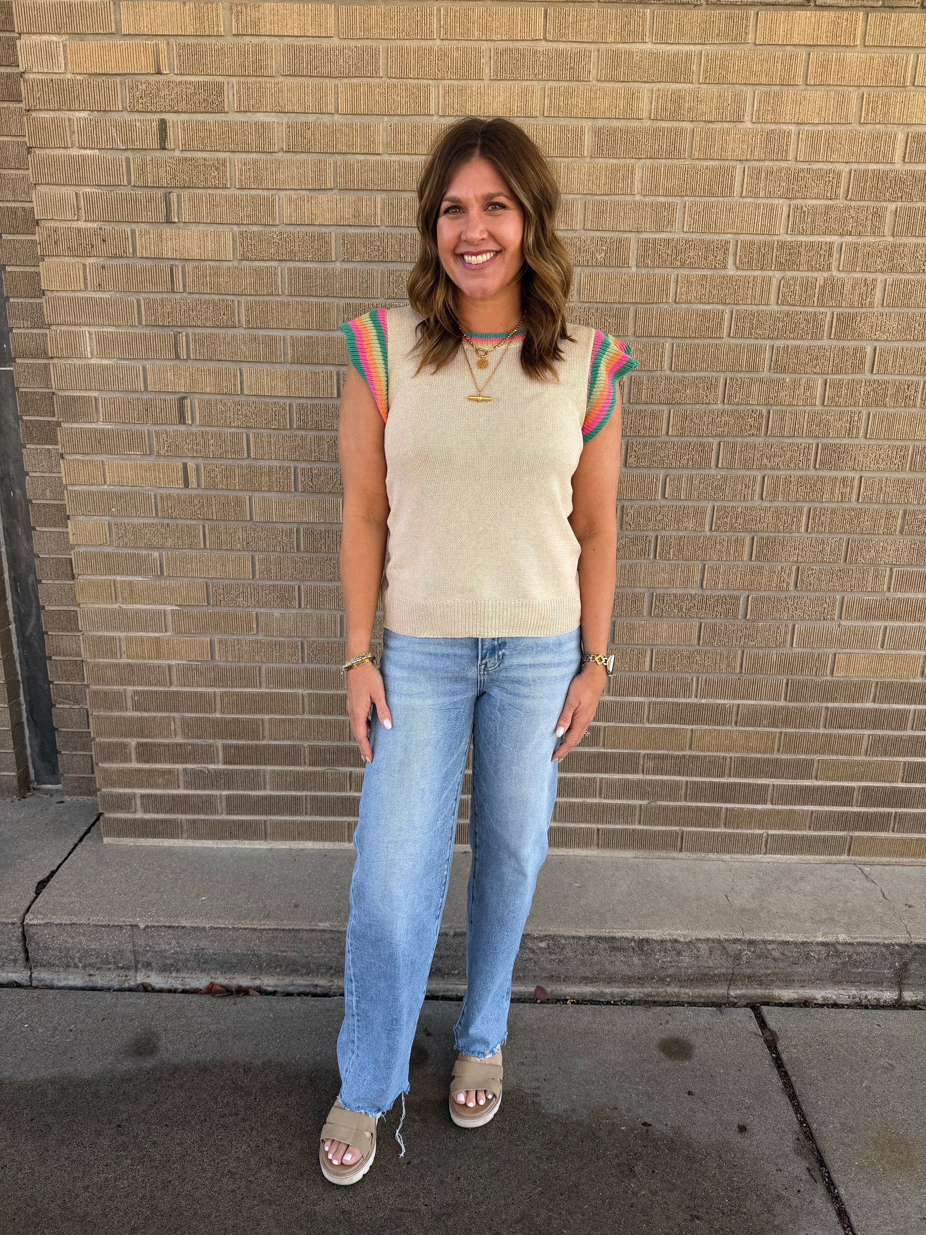 Colorful Accents Sweater Top