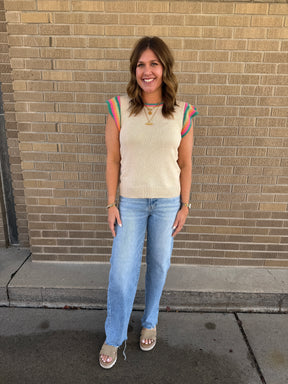 Colorful Accents Sweater Top