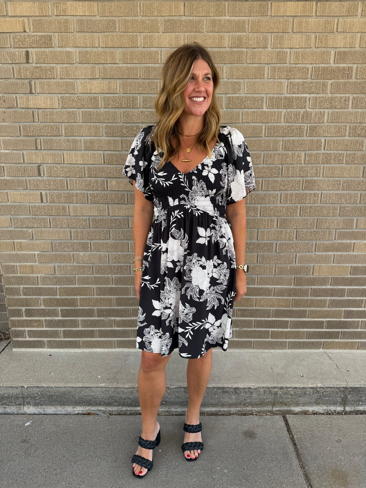 Black and White Floral Dress