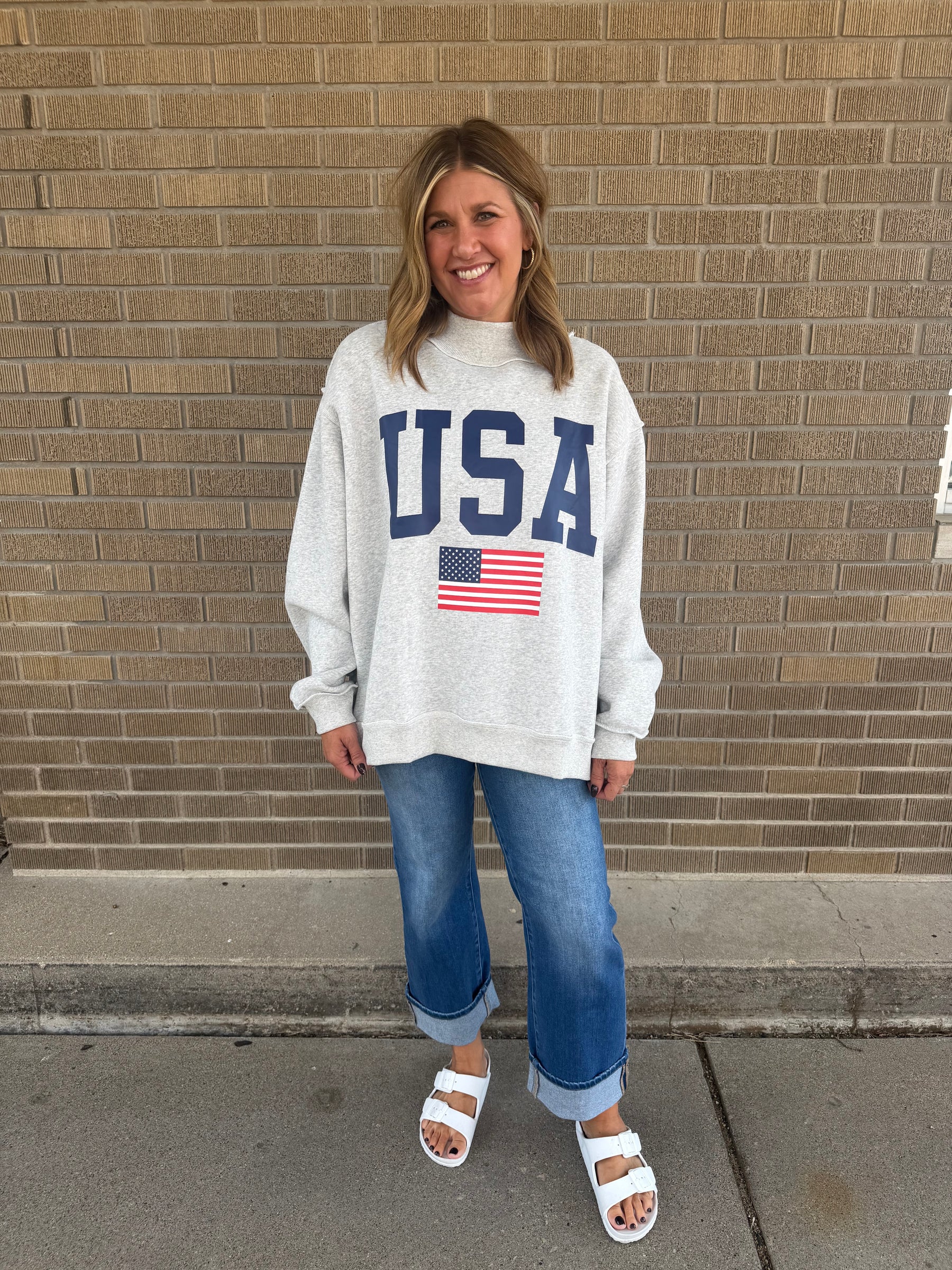 Reversible Mock Neck Sweatshirt- USA