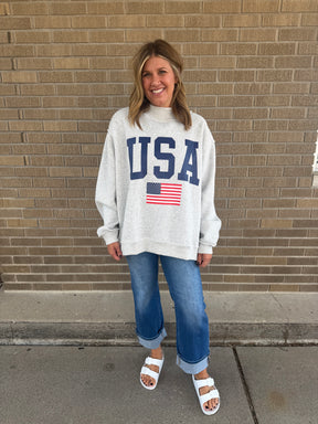 Reversible Mock Neck Sweatshirt- USA