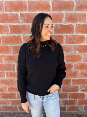 Black Oversized Mock Neck Sweater