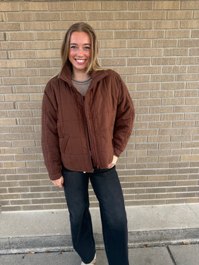 Fireside Quilted Jacket - Chocolate