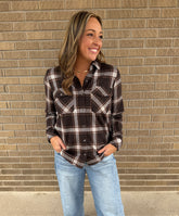 Cassian Top - Coffee Ivory Plaid