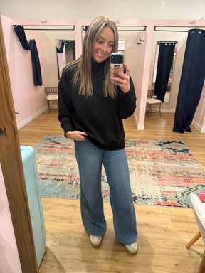 Mock Modal Pullover - Black