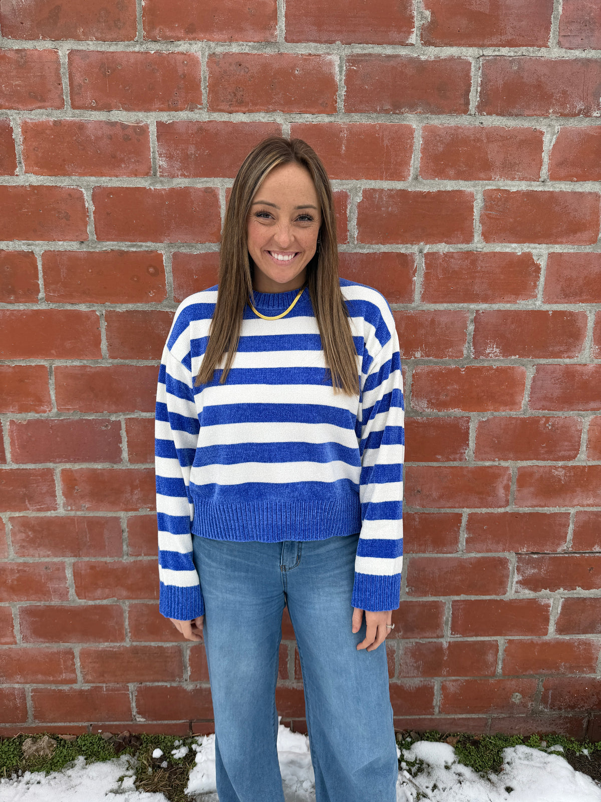 Silky Soft Stripe Sweater - Blue