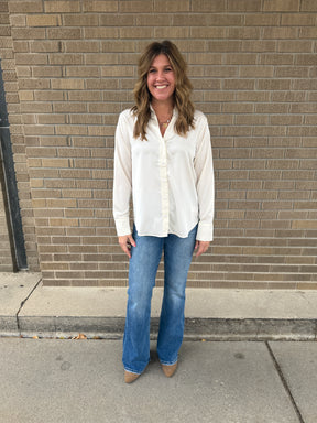 Sweet in Satin Button Up - Whip Cream