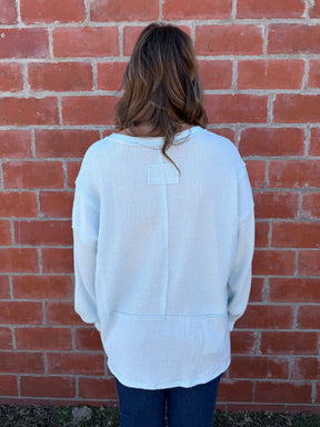 Ribbed Knit Long Sleeve - Baby Blue
