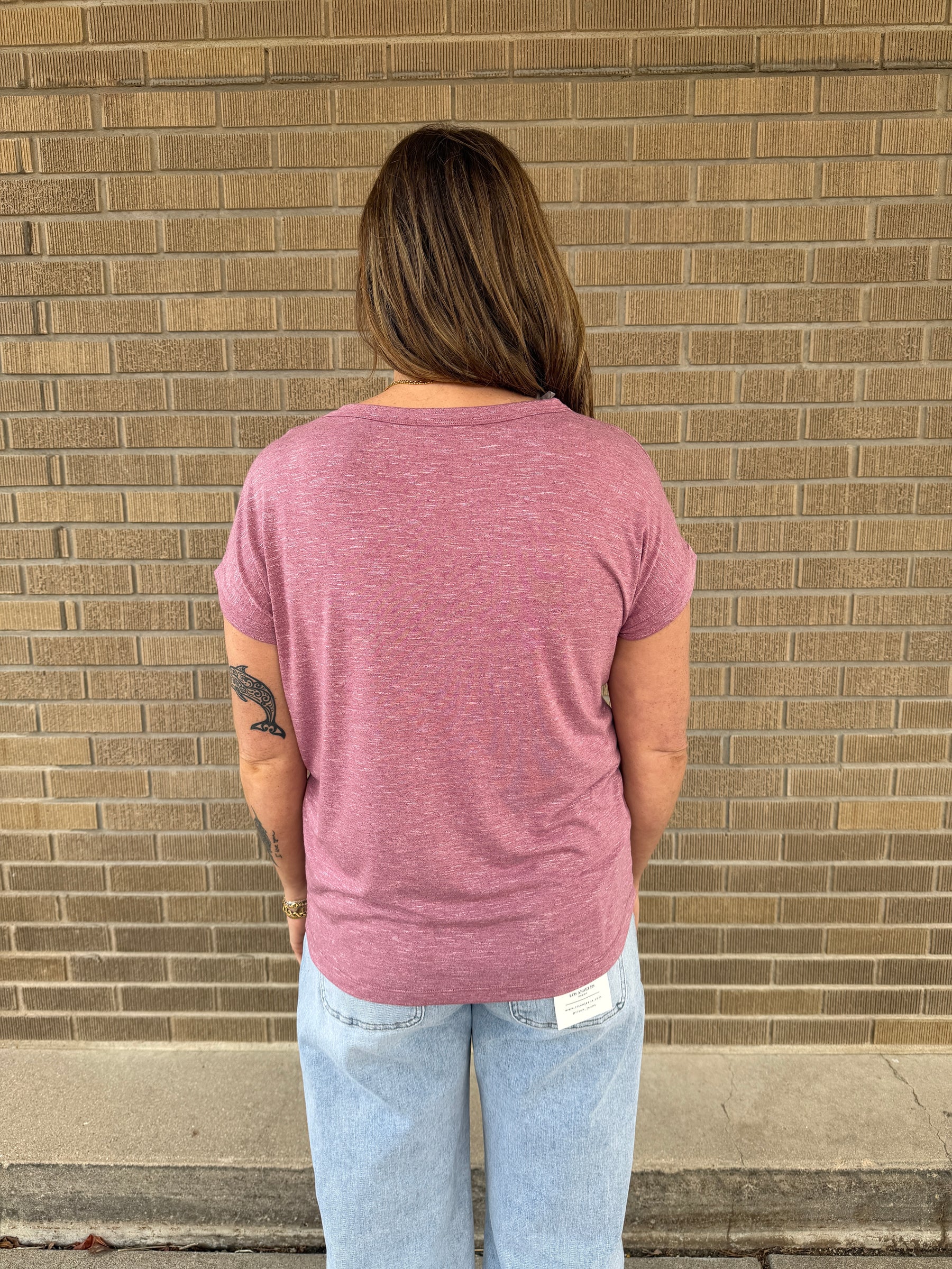 Mauve V Neck Tee