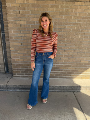 Multicolor Stripe Top - Rust