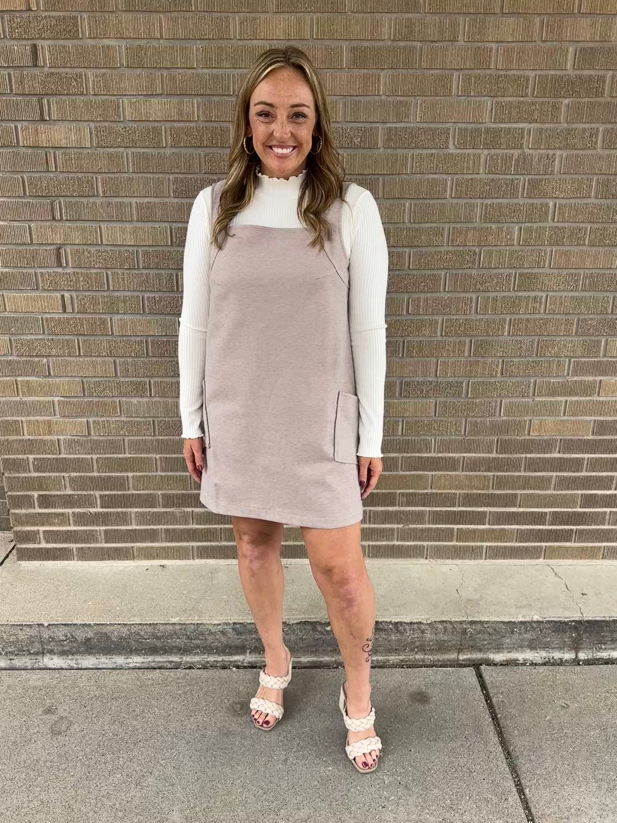 Woven Taupe Dress
