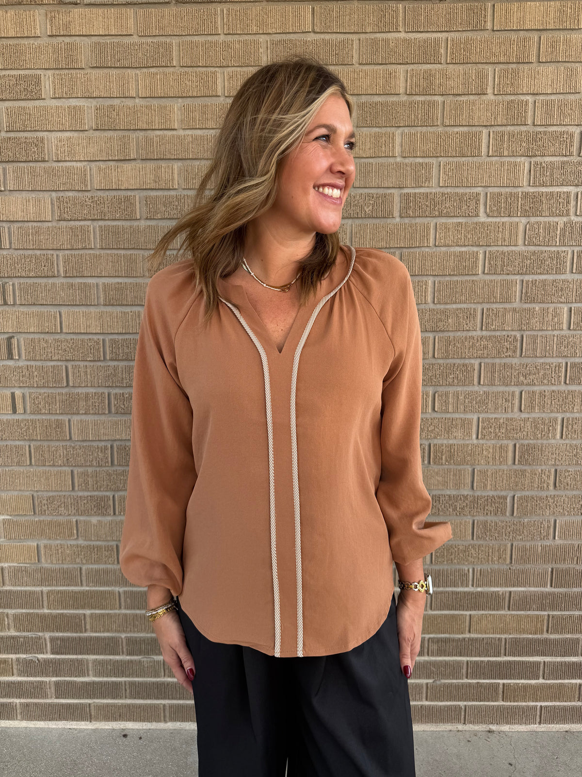 Caramel Satin Blouse